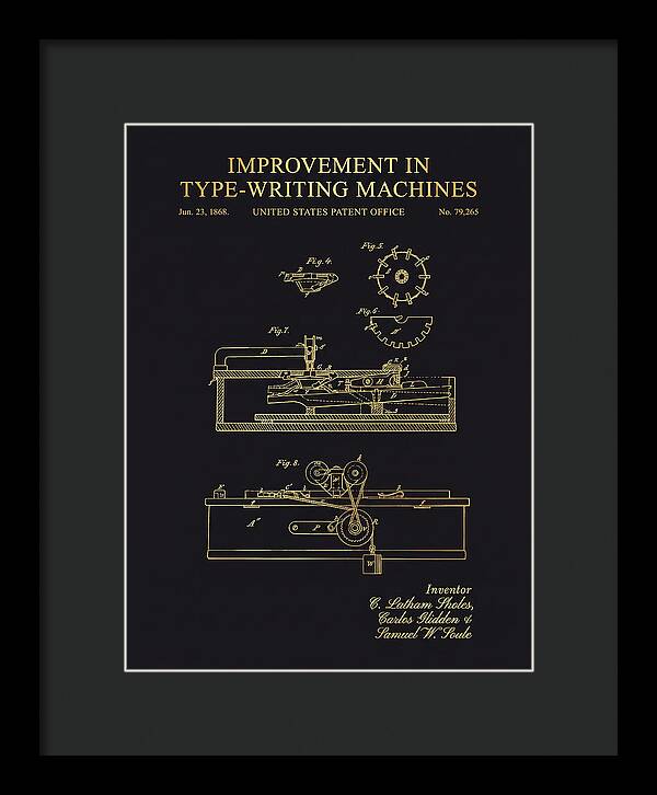 Typewriter Sholes And Glidden Gold Patent Us79265a