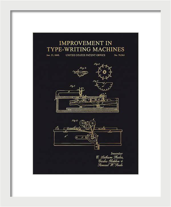 Typewriter Sholes And Glidden Gold Patent Us79265a
