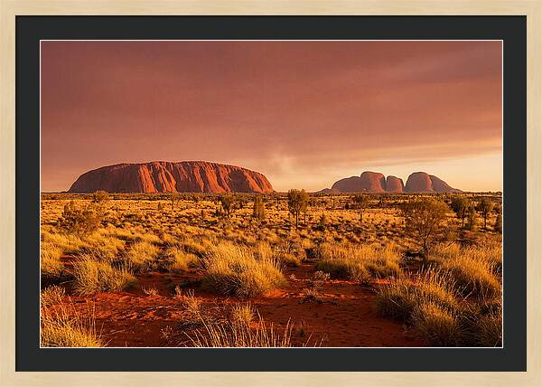 Uluru And Kata Tjuta At Golden Hour