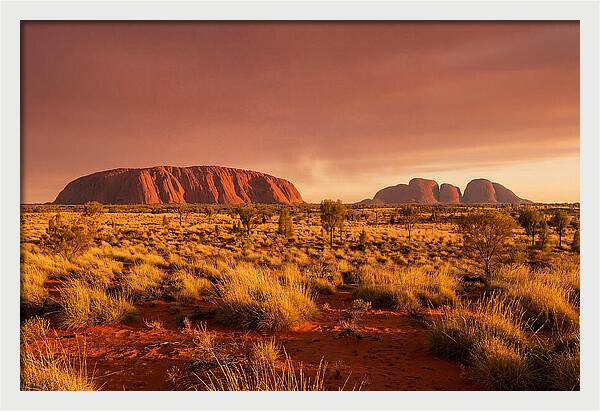 Uluru And Kata Tjuta At Golden Hour