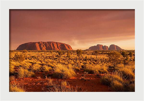 Uluru And Kata Tjuta At Golden Hour
