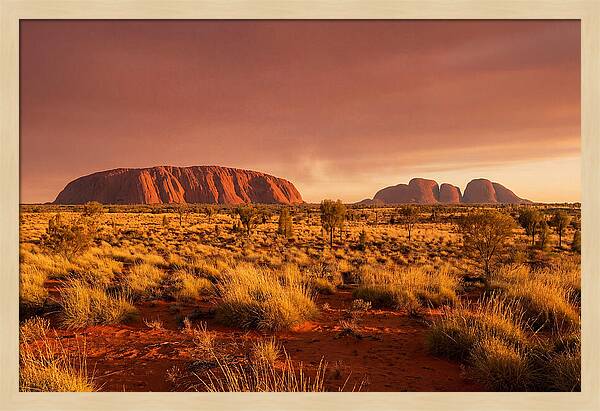 Uluru And Kata Tjuta At Golden Hour