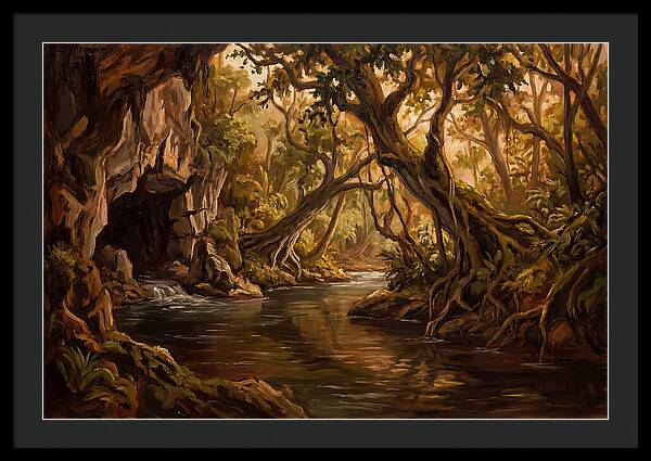 Underground River Emerging From Cave