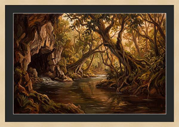 Underground River Emerging From Cave