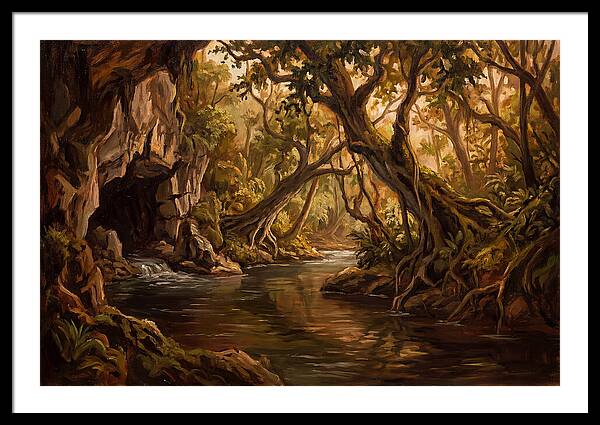 Underground River Emerging From Cave
