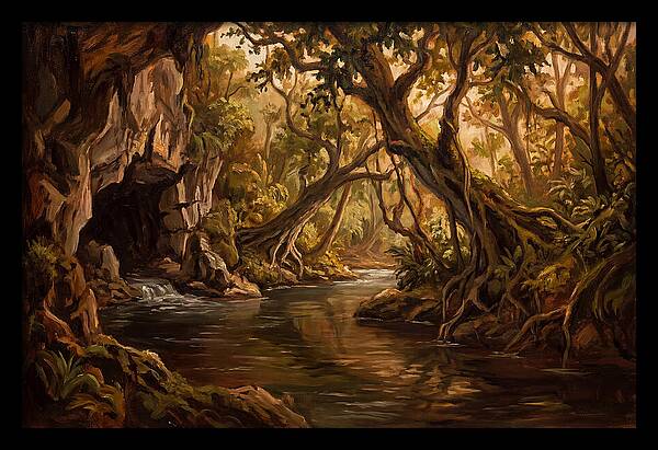 Underground River Emerging From Cave