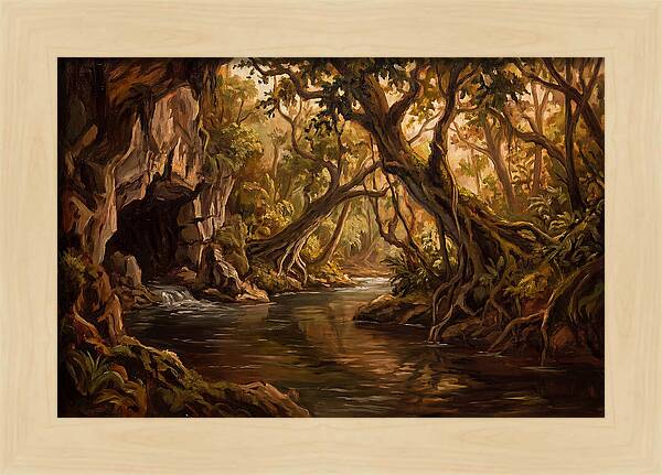 Underground River Emerging From Cave