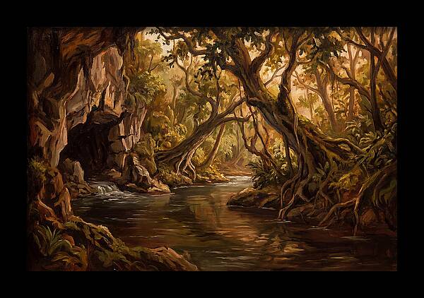 Underground River Emerging From Cave