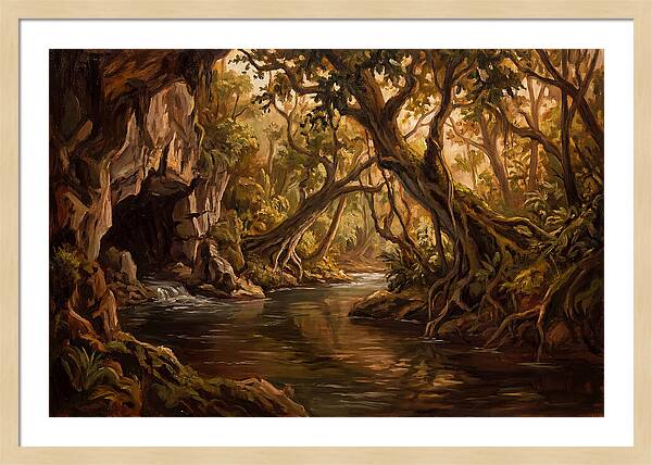 Underground River Emerging From Cave