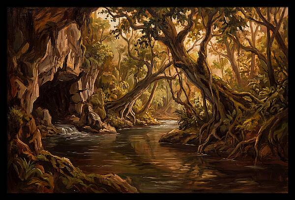 Underground River Emerging From Cave