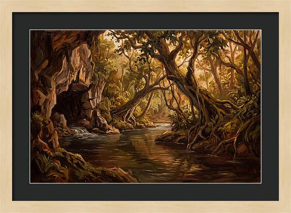 Underground River Emerging From Cave