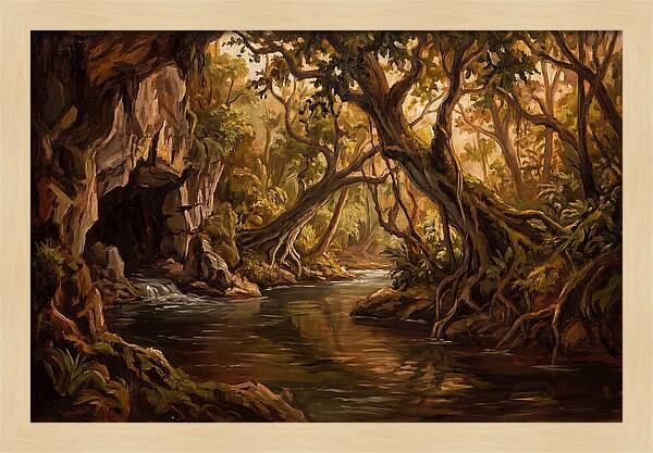 Underground River Emerging From Cave