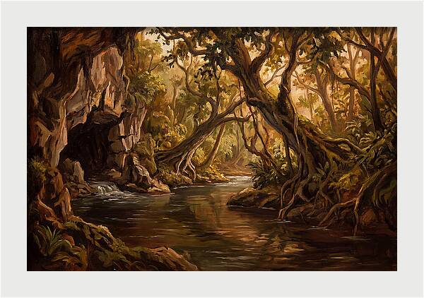 Underground River Emerging From Cave