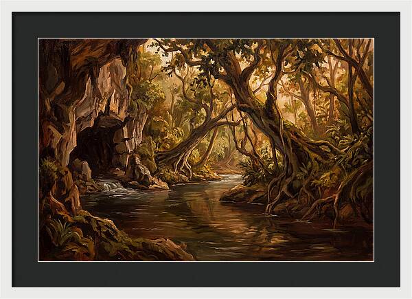 Underground River Emerging From Cave