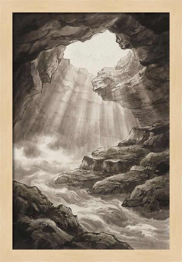 Underwater Cave With Light Streaming