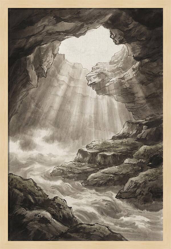 Underwater Cave With Light Streaming