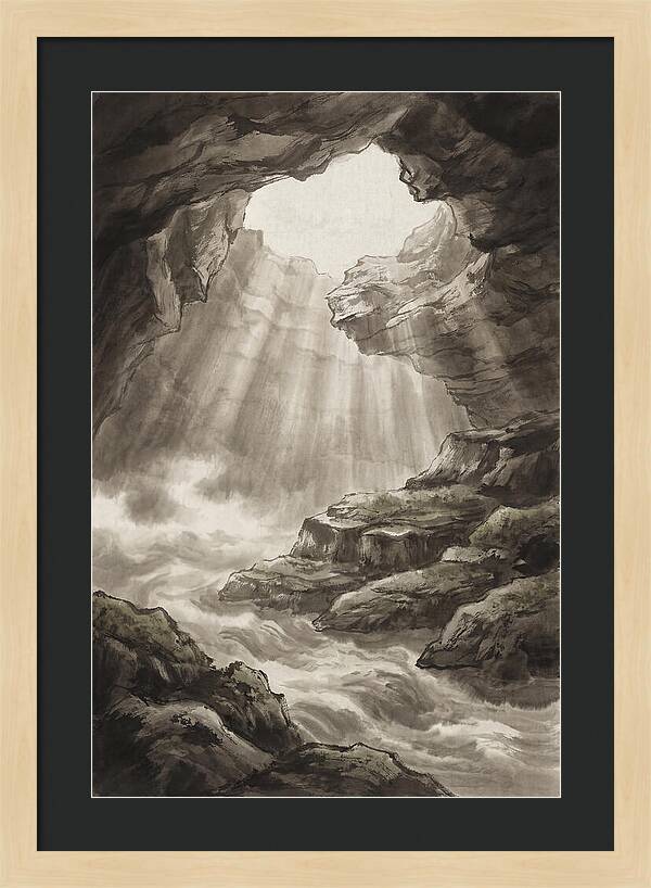 Underwater Cave With Light Streaming