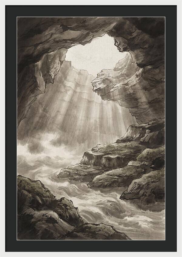 Underwater Cave With Light Streaming