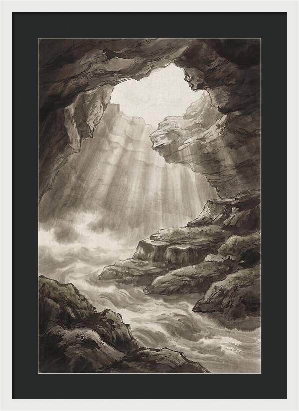 Underwater Cave With Light Streaming