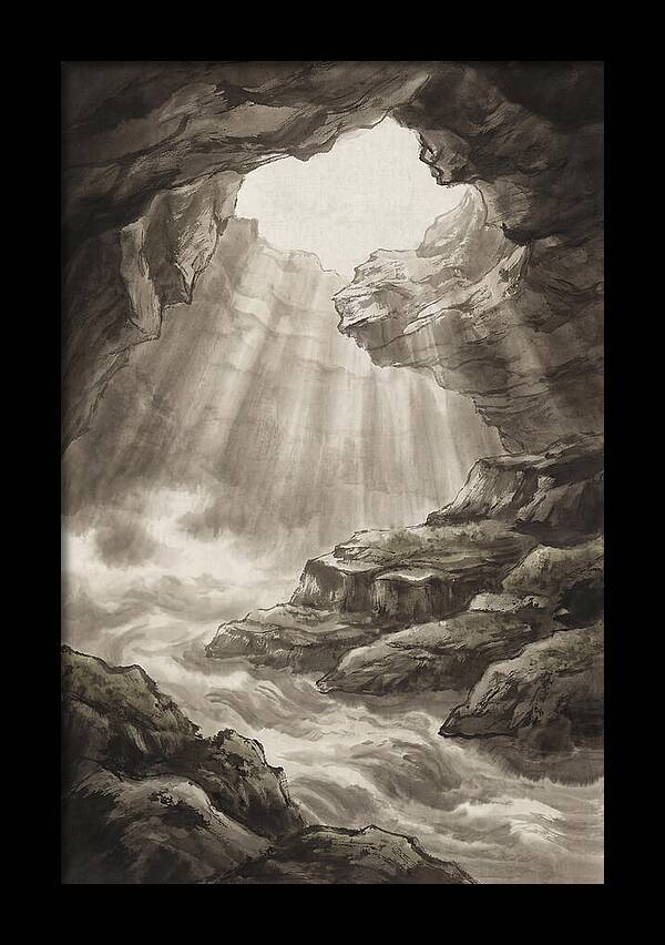 Underwater Cave With Light Streaming