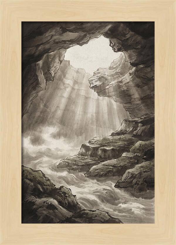 Underwater Cave With Light Streaming