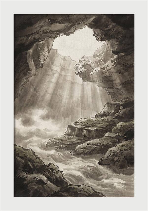 Underwater Cave With Light Streaming
