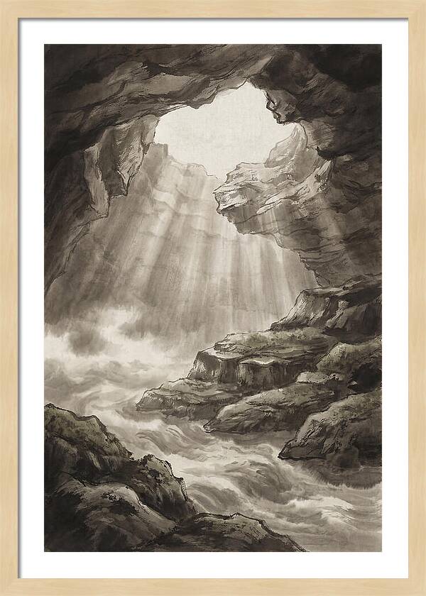 Underwater Cave With Light Streaming