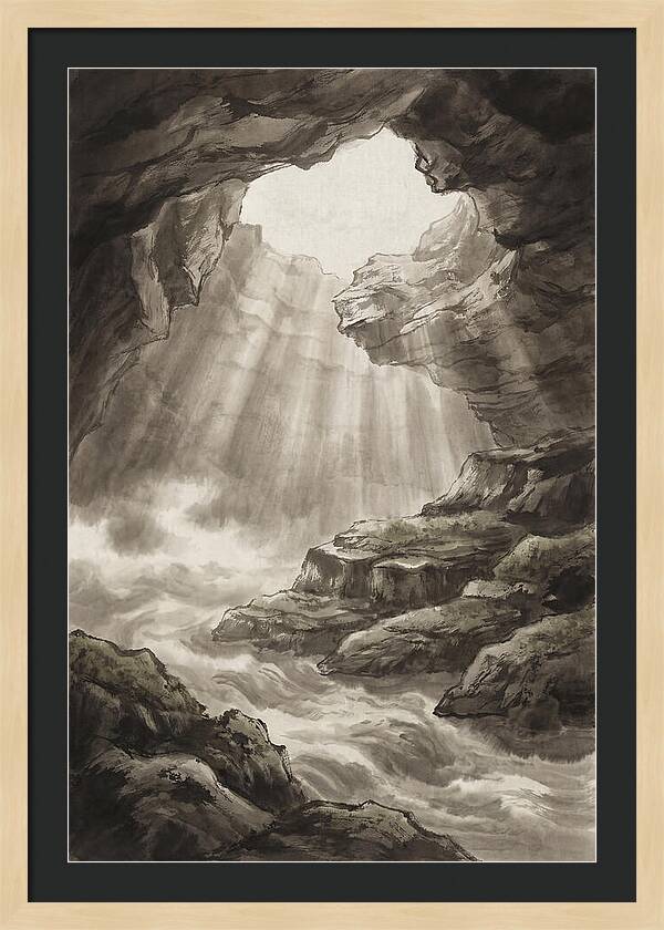 Underwater Cave With Light Streaming