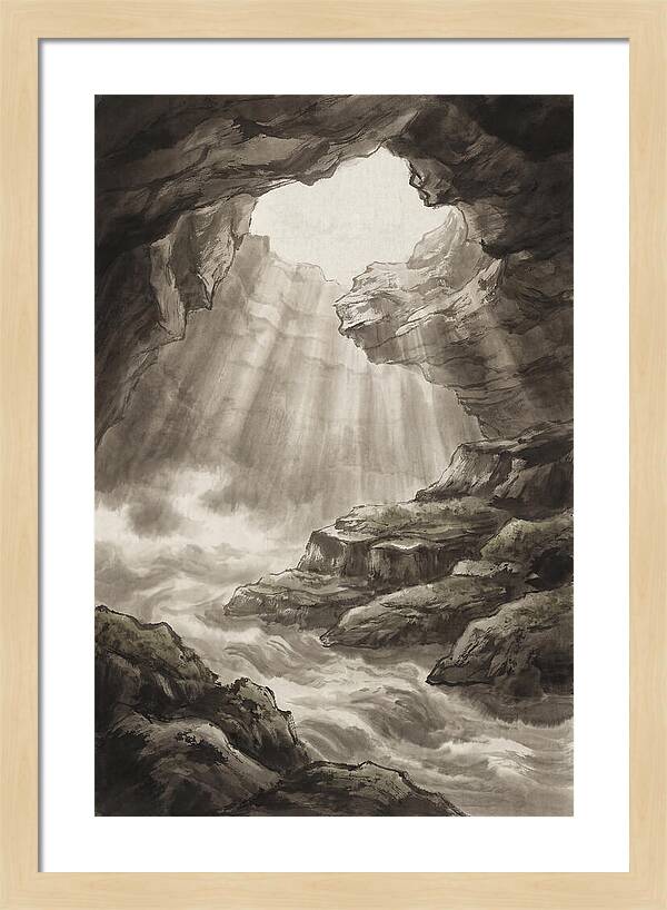 Underwater Cave With Light Streaming
