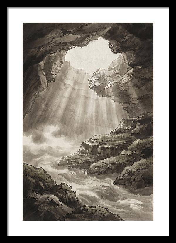 Underwater Cave With Light Streaming