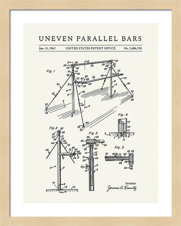 Uneven Parallel Bars Minimalist Patent Us3486750a