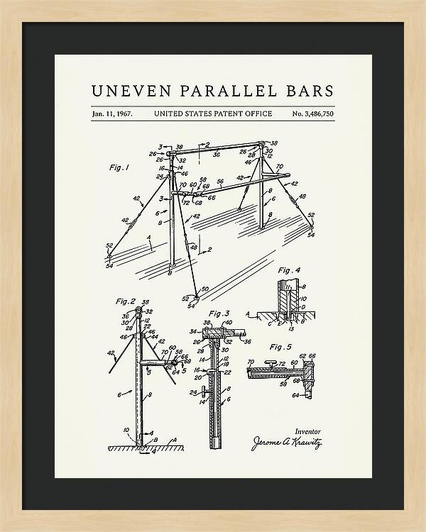 Uneven Parallel Bars Minimalist Patent Us3486750a