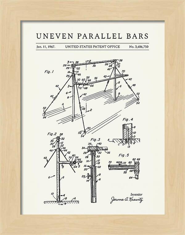 Uneven Parallel Bars Minimalist Patent Us3486750a