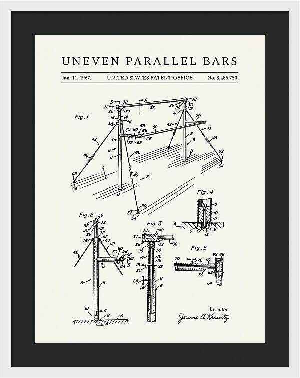 Uneven Parallel Bars Minimalist Patent Us3486750a