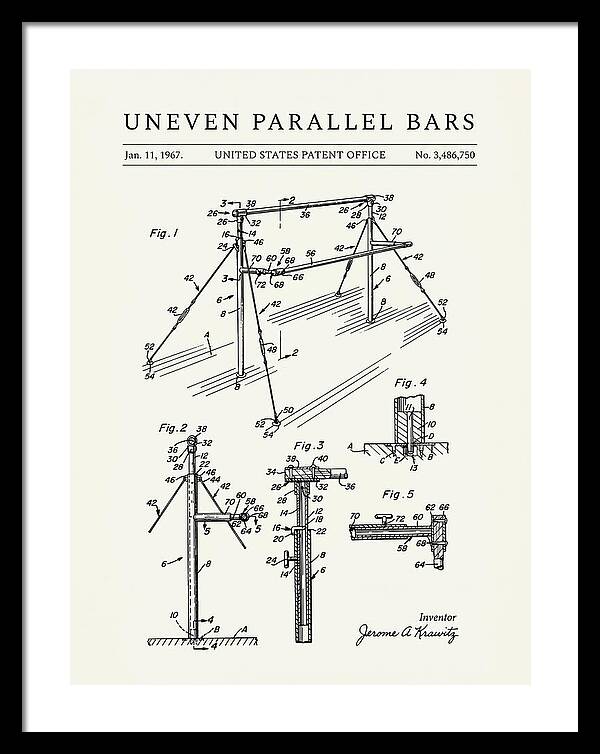 Uneven Parallel Bars Minimalist Patent Us3486750a