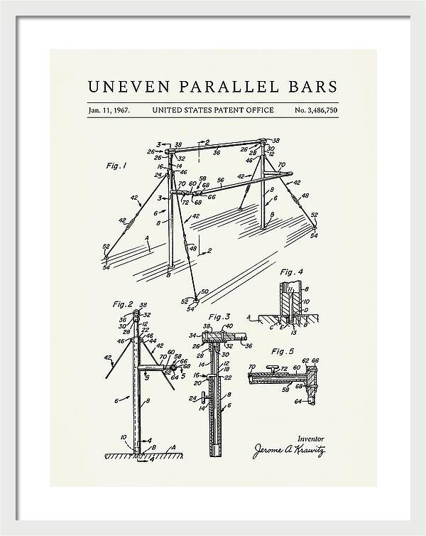 Uneven Parallel Bars Minimalist Patent Us3486750a