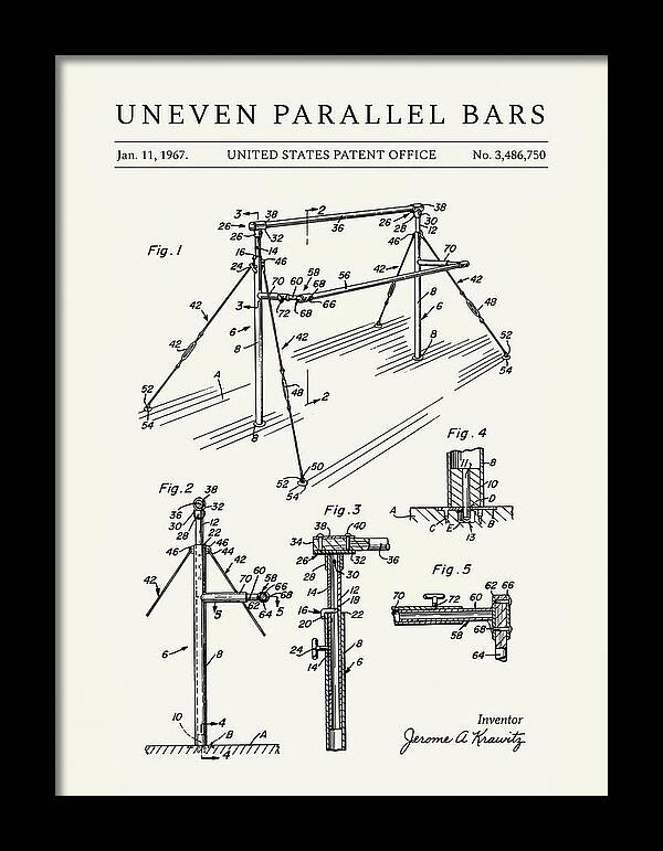 Uneven Parallel Bars Minimalist Patent Us3486750a