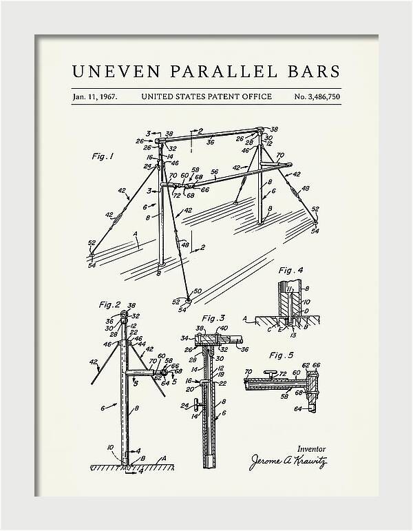 Uneven Parallel Bars Minimalist Patent Us3486750a