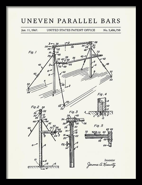 Uneven Parallel Bars Minimalist Patent Us3486750a