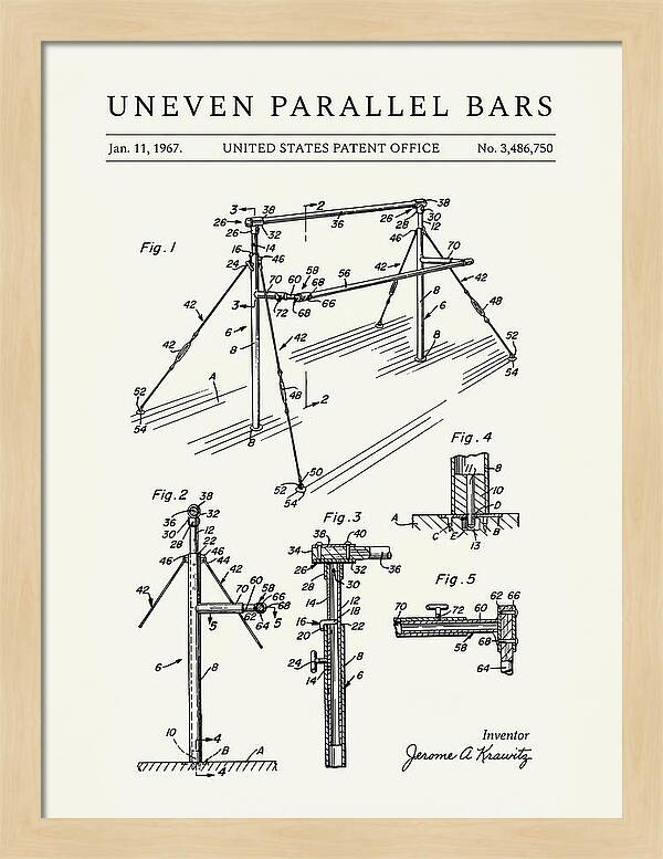 Uneven Parallel Bars Minimalist Patent Us3486750a