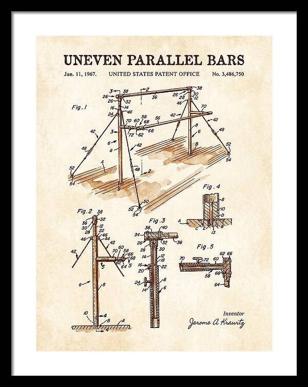 Uneven Parallel Bars Watercolor Patent Us3486750a