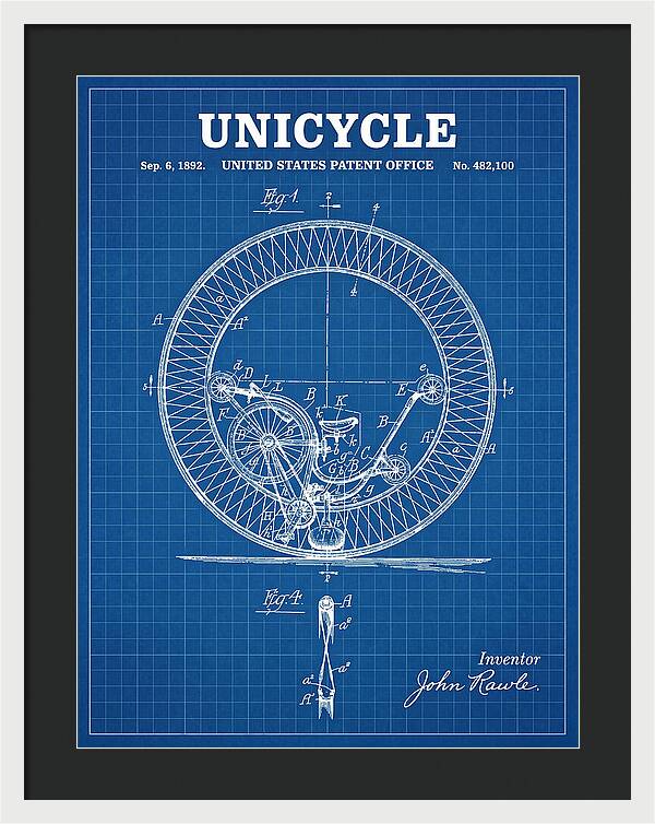 Unicycle Blueprint Patent Us482100a