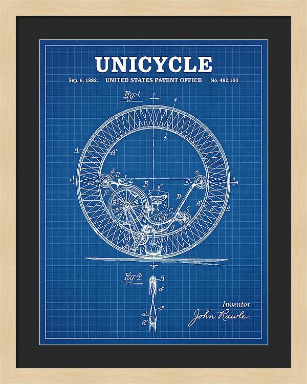 Unicycle Blueprint Patent Us482100a