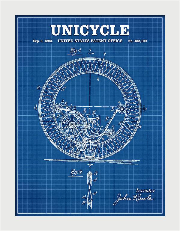 Unicycle Blueprint Patent Us482100a