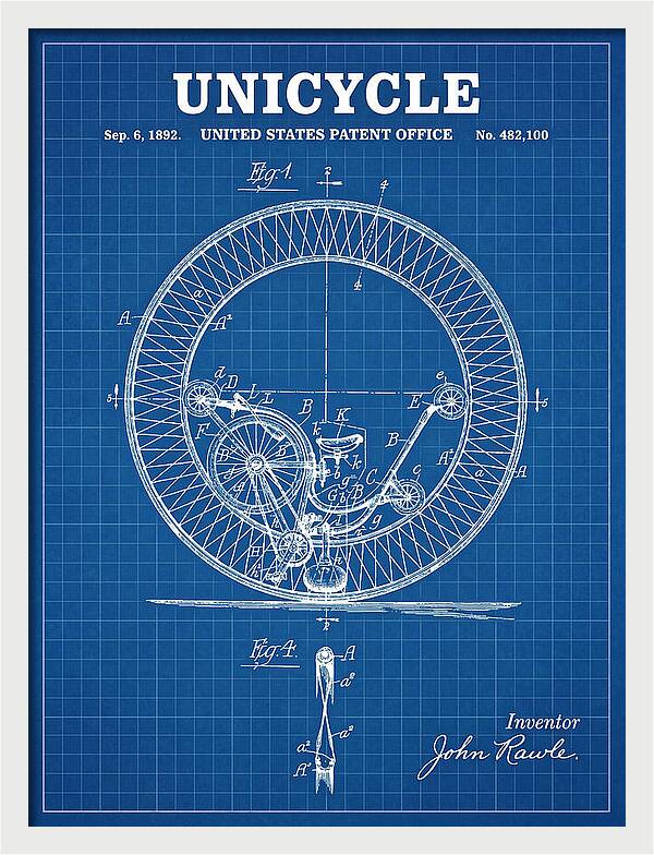 Unicycle Blueprint Patent Us482100a