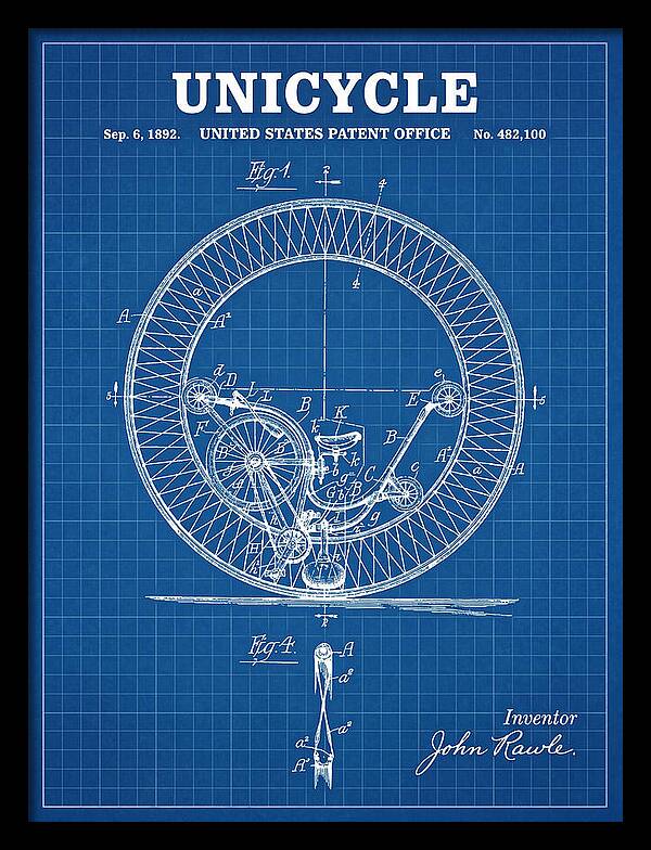 Unicycle Blueprint Patent Us482100a