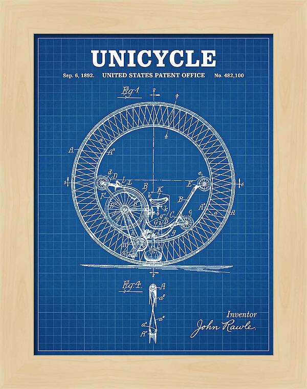 Unicycle Blueprint Patent Us482100a
