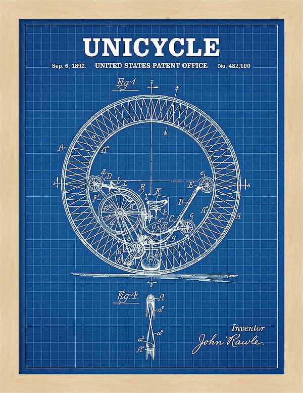 Unicycle Blueprint Patent Us482100a