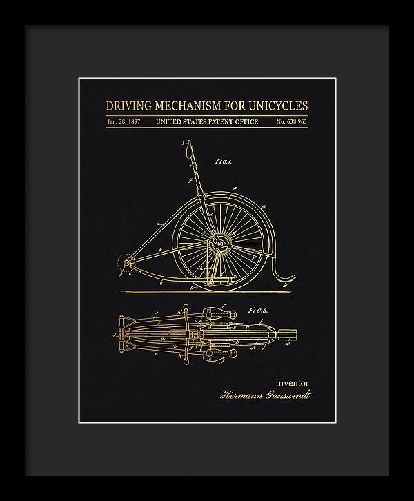 Unicycle Driving Mechanism Gold Patent Us638963a