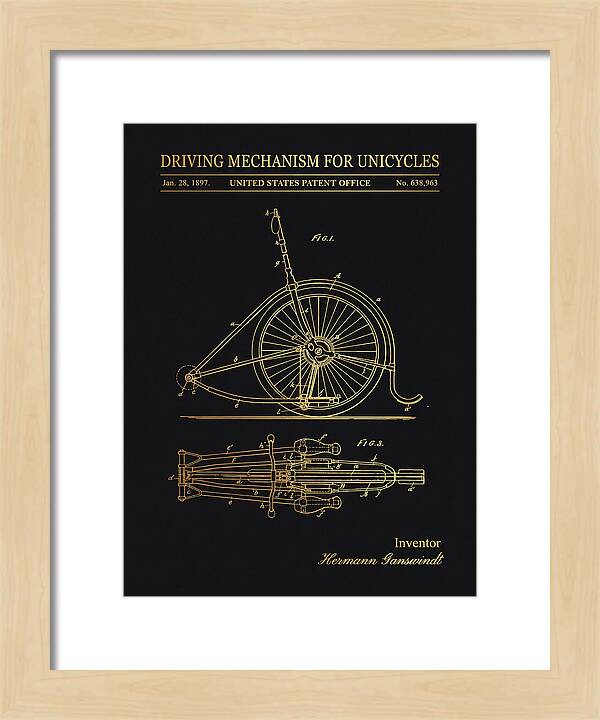 Unicycle Driving Mechanism Gold Patent Us638963a